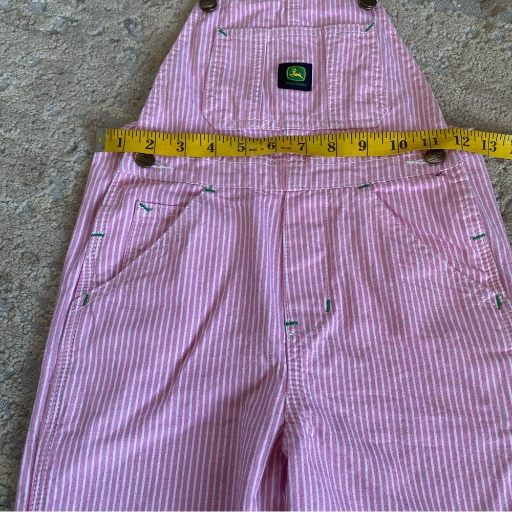 John Deere Classic Pink Railroad Striped Overalls Pinstriped 100% Cotton: 6X - Picture 5 of 8